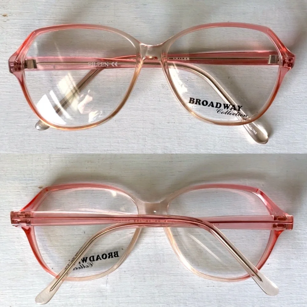 Vintage 70's Hexagon Cat Eye Glasses Pale Pink Fade Ombré Frames Eyeglasses